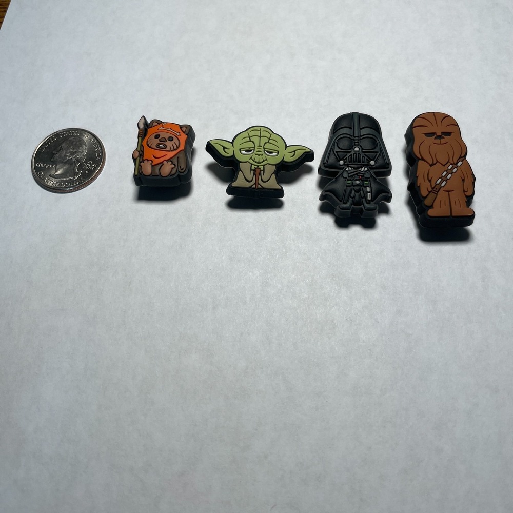 Crocs Jibbitz Star Wars Shoe Charms Lot of 4 Vader Yoda Chewbacca Ewock